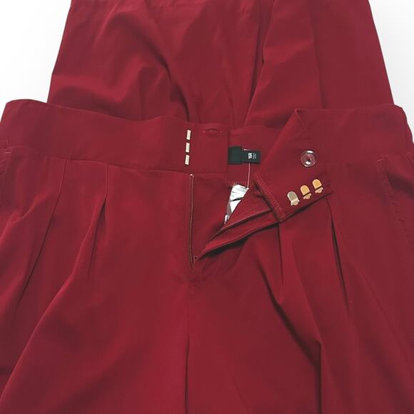 New TORRID Pleated Wide Leg Stretch Challis High-Rise Pants Red Baggy Relaxed - Picture 9 of 11